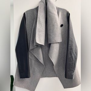 Mackage Vane coat. Black leather  / Grey Wool